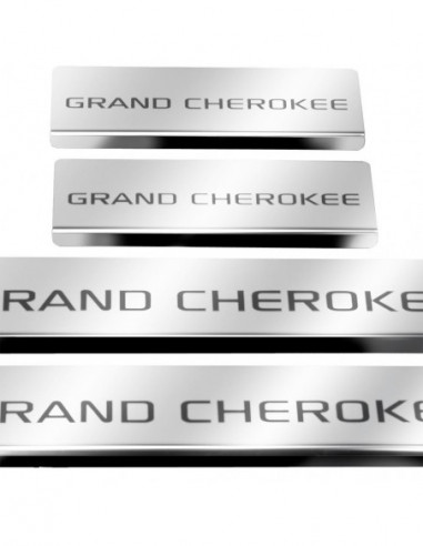 JEEP GRAND CHEROKEE MK4 WK2 Plaques de seuil de porte  Lifting Acier inoxydable 304 Finition miroir Inscriptions en noir