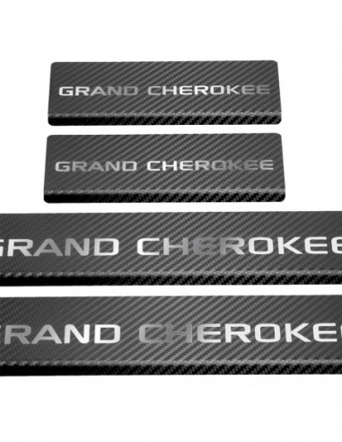JEEP GRAND CHEROKEE MK4 WK2 Einstiegsleisten Türschwellerleisten   Facelift Edelstahl 304, Spiegel-Carbon-Look-Finish