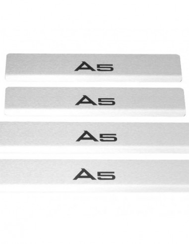 AUDI A5 B9 Door sills kick plates  Sportback Stainless Steel 304 Mat Finish Black Inscriptions