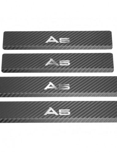 AUDI A5 B9 Door sills kick plates  Sportback Stainless Steel 304 Mirror Carbon Look Finish