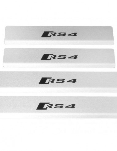 AUDI A4 B9 Door sills kick plates RS4  Stainless Steel 304 Mat Finish Black Inscriptions