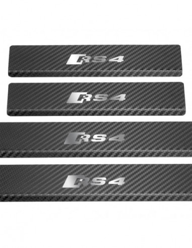 AUDI A4 B9 Door sills kick plates RS4  Stainless Steel 304 Mirror Carbon Look Finish