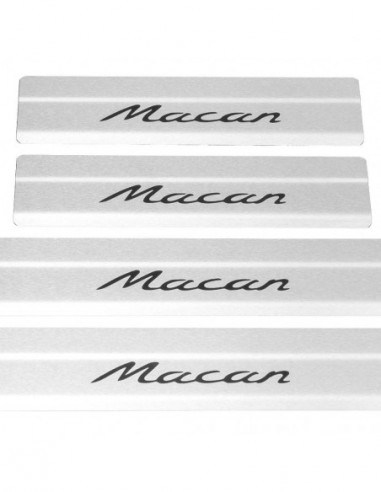 PORSCHE MACAN  Door sills kick plates   Stainless Steel 304 Mat Finish Black Inscriptions
