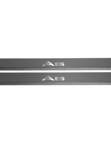 AUDI A5 B9 Door sills kick plates   Stainless Steel 304 Mirror Carbon Look Finish