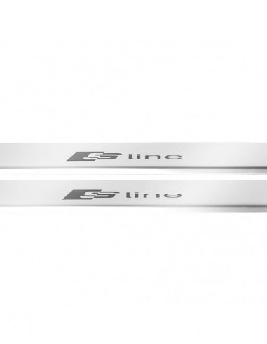 AUDI A5 B9 Door sills kick plates SLINE  Stainless Steel 304 Mirror Finish Black Inscriptions
