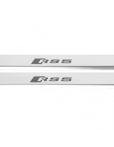 AUDI A5 B9 Door sills kick plates RS5  Stainless Steel 304 Mirror Finish Black Inscriptions