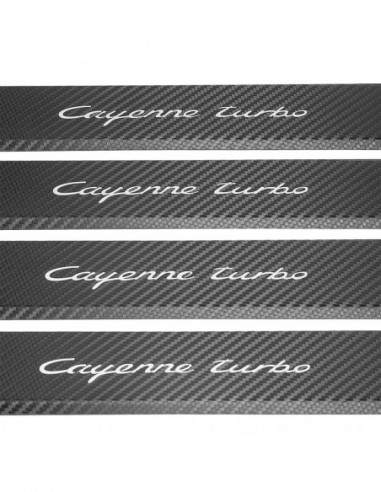 PORSCHE CAYENNE 9Y0 Door sills kick plates CAYENNE TURBO  Stainless Steel 304 Mirror Carbon Look Finish