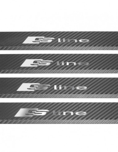 AUDI Q8  Nakładki progowe na progi SLINE  Stal nierdzewna 304 połysk z wyglądem carbon połysk