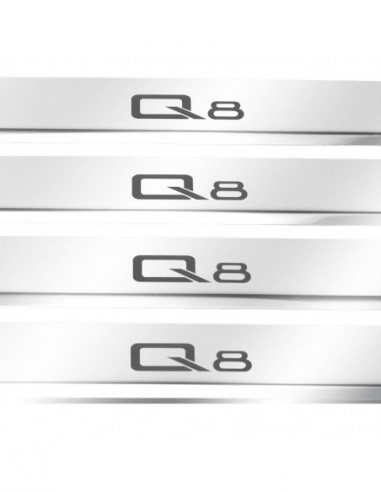 AUDI Q8  Battitacco sottoporta  Acciaio inox 304 finitura a specchio Iscrizioni nere