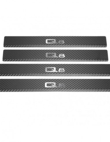 AUDI Q8  Door sills kick plates   Stainless Steel 304 Mirror Carbon Look Finish