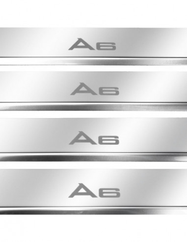 AUDI A6 C8 Door sills kick plates   Stainless Steel 304 Mirror Finish