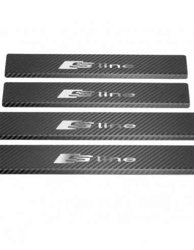 AUDI A6 C8 Door sills kick plates SLINE  Stainless Steel 304 Mirror Carbon Look Finish