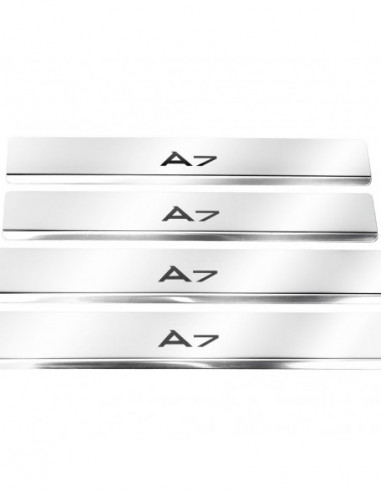 AUDI A7 4G9 Plaques de seuil de porte   Acier inoxydable 304 Finition miroir Inscriptions en noir