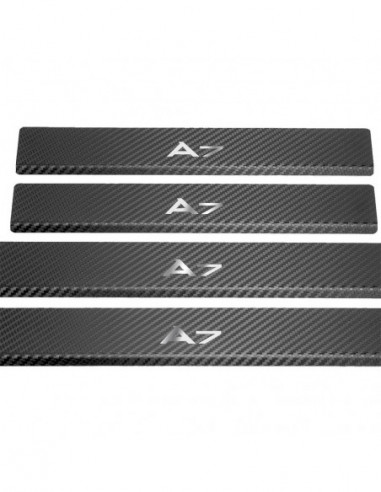 AUDI A7 4G9 Door sills kick plates   Stainless Steel 304 Mirror Carbon Look Finish