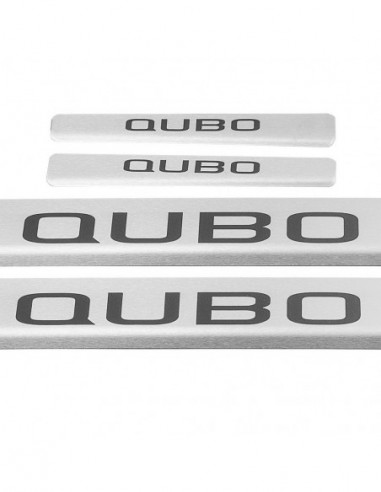 FIAT QUBO  Door sills kick plates   Stainless Steel 304 Mat Finish Black Inscriptions