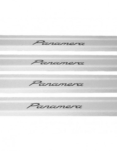 PORSCHE PANAMERA 971 Door sills kick plates   Stainless Steel 304 Mat Finish Black Inscriptions