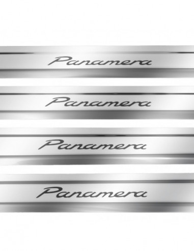 PORSCHE PANAMERA 971 Door sills kick plates   Stainless Steel 304 Mirror Finish Black Inscriptions