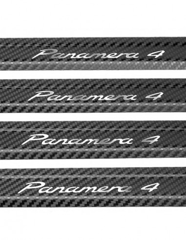 PORSCHE PANAMERA 971 Door sills kick plates PANAMERA 4  Stainless Steel 304 Mirror Carbon Look Finish