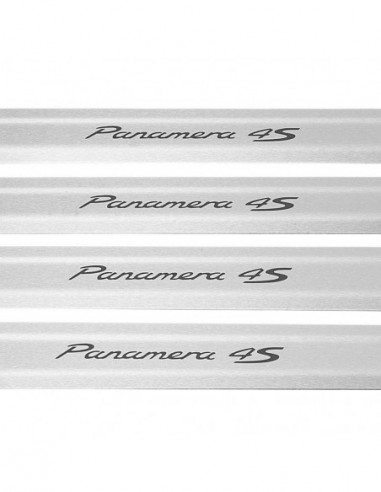 PORSCHE PANAMERA 971 Door sills kick plates PANAMERA 4S  Stainless Steel 304 Mat Finish Black Inscriptions