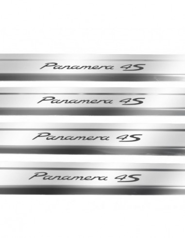 PORSCHE PANAMERA 971 Door sills kick plates PANAMERA 4S  Stainless Steel 304 Mirror Finish Black Inscriptions
