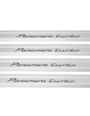 PORSCHE PANAMERA 971 Door sills kick plates PANAMERA TURBO  Stainless Steel 304 Mat Finish Black Inscriptions