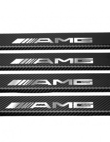 MERCEDES S W222 Door sills kick plates AMG  Stainless Steel 304 Mirror Carbon Look Finish
