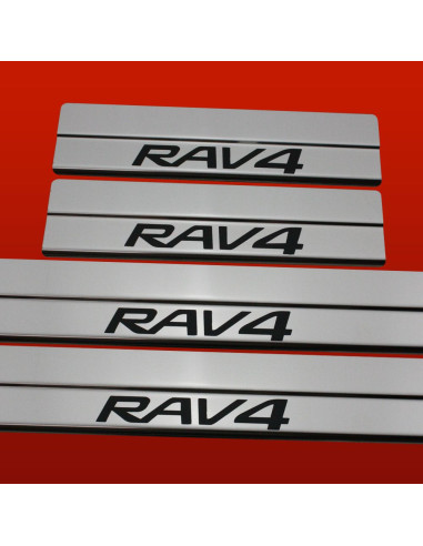 TOYOTA RAV-4 MK4 Plaques de seuil de porte   Acier inoxydable 304 Finition miroir Inscriptions en noir