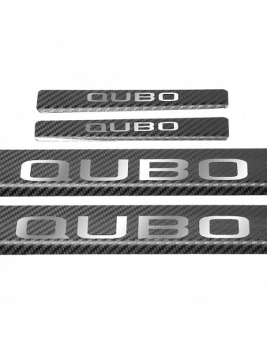 FIAT QUBO  Nakładki progowe na progi   Stal nierdzewna 304 połysk z wyglądem carbon połysk