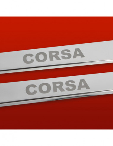 OPEL/VAUXHALL CORSA D Door sills kick plates  3 doors Stainless Steel 304 Mirror Finish