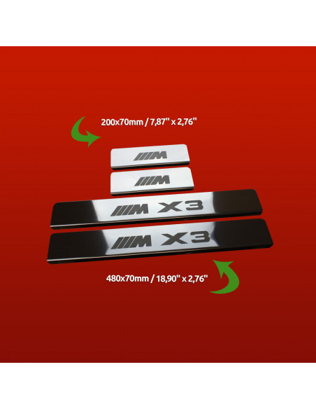 BMW X3 F25 Door sill covers M X3 TYPE2 304 stainless steel, glossy