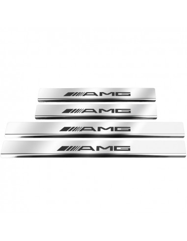 MERCEDES S W222 Door sills kick plates AMG  Stainless Steel 304 Mirror Finish Black Inscriptions