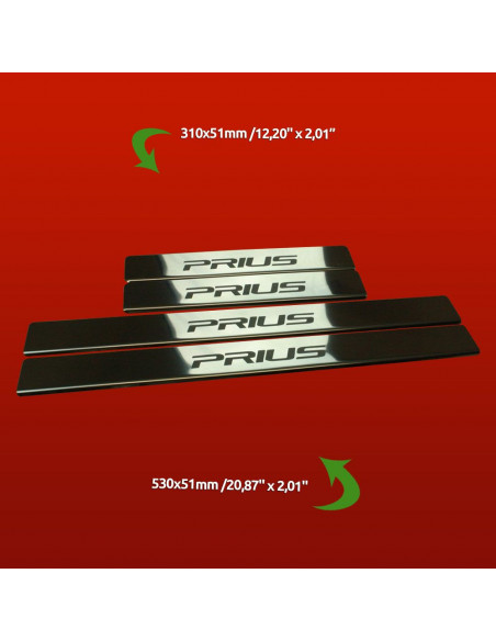 TOYOTA PRIUS MK3 Plaques de seuil de porte  Lifting Acier inoxydable 304 Finition miroir