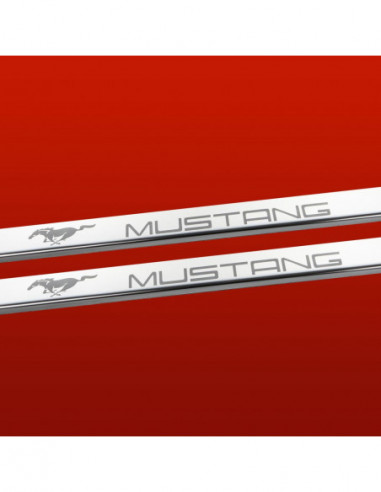 FORD MUSTANG MK4 Door sills kick plates MUSTANG BADGE  Stainless Steel 304 Mirror Finish