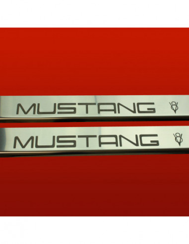 FORD MUSTANG MK4 Plaques de seuil de porte MUSTANG V8  Acier inoxydable 304 Finition miroir