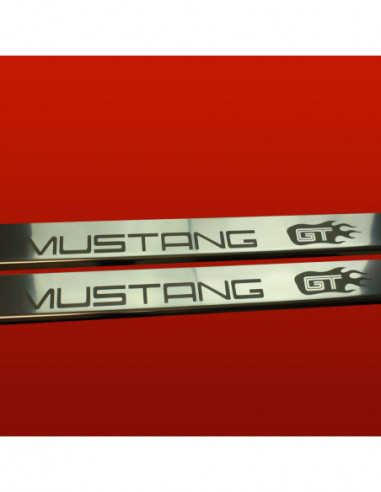 FORD MUSTANG MK4 Door sills kick plates GT FIRE  Stainless Steel 304 Mirror Finish