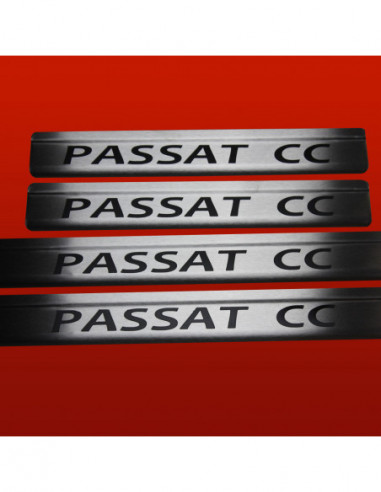 VW PASSAT CC Door sills kick plates PASSA CC TYPE2  Stainless Steel 304 Mat Finish Black Inscriptions