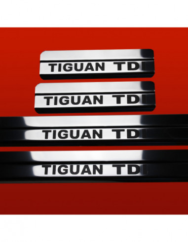 VW TIGUAN MK1 Door sills kick plates TIGUAN TDI  Stainless Steel 304 Mirror Finish Black Inscriptions