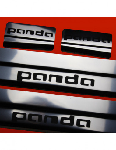 FIAT PANDA MK3 Door sills kick plates   Stainless Steel 304 Mirror Finish Black Inscriptions