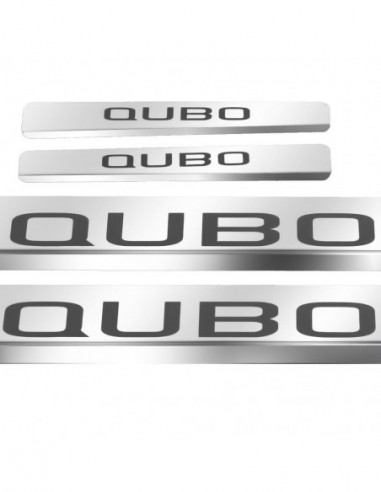 FIAT QUBO  Plaques de seuil de porte   Acier inoxydable 304 Finition miroir Inscriptions en noir