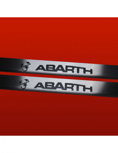 FIAT 500  Door sills kick plates ABARTH  Stainless Steel 304 Mat Finish Black Inscriptions