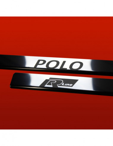 VW POLO MK5 6R Door sills kick plates POLO RLINE 3 doors Stainless Steel 304 Mirror Finish