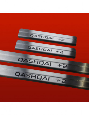 NISSAN QASHQAI MK1 Door sills kick plates QASHQAI +2 2 Stainless Steel 304 Mat Finish Black Inscriptions