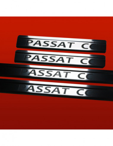 VW PASSAT CC Door sills kick plates PASSA CC TYPE2  Stainless Steel 304 Mirror Finish Black Inscriptions