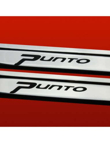 FIAT GRANDE PUNTO  Battitacco sottoporta PUNTO3 porte Acciaio inox 304 finitura a specchio Iscrizioni nere