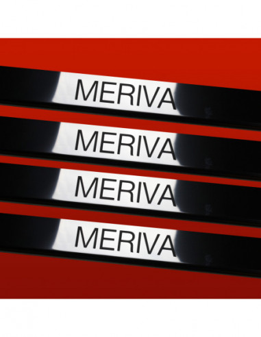 OPEL/VAUXHALL MERIVA B Door sills kick plates   Stainless Steel 304 Mirror Finish Black Inscriptions