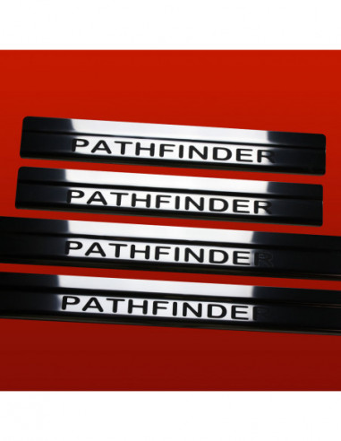 NISSAN PATHFINDER MK3 R51 Battitacco sottoporta  Acciaio inox 304 finitura a specchio Iscrizioni nere