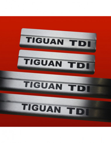 VW TIGUAN MK1 Door sills kick plates TIGUAN TDI  Stainless Steel 304 Mat Finish Black Inscriptions