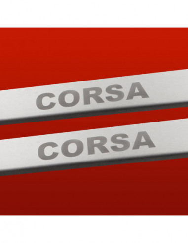 OPEL/VAUXHALL CORSA D Door sills kick plates  3 doors Stainless Steel 304 Mat Finish