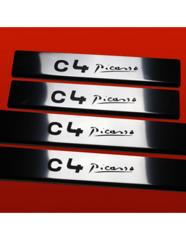 CITROEN C4 PICASSO MK1 Einstiegsleisten Türschwellerleisten Facelift Spiegelnde Oberfläche Schwarze Inschriften