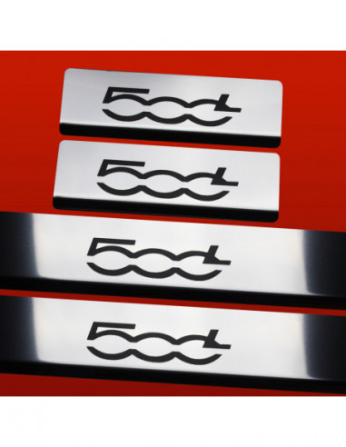 FIAT 500L  Door sills kick plates   Stainless Steel 304 Mirror Finish Black Inscriptions